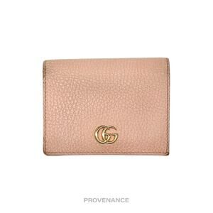 🔴 Gucci GG Marmont Card Holder Wallet - Pink Leather
